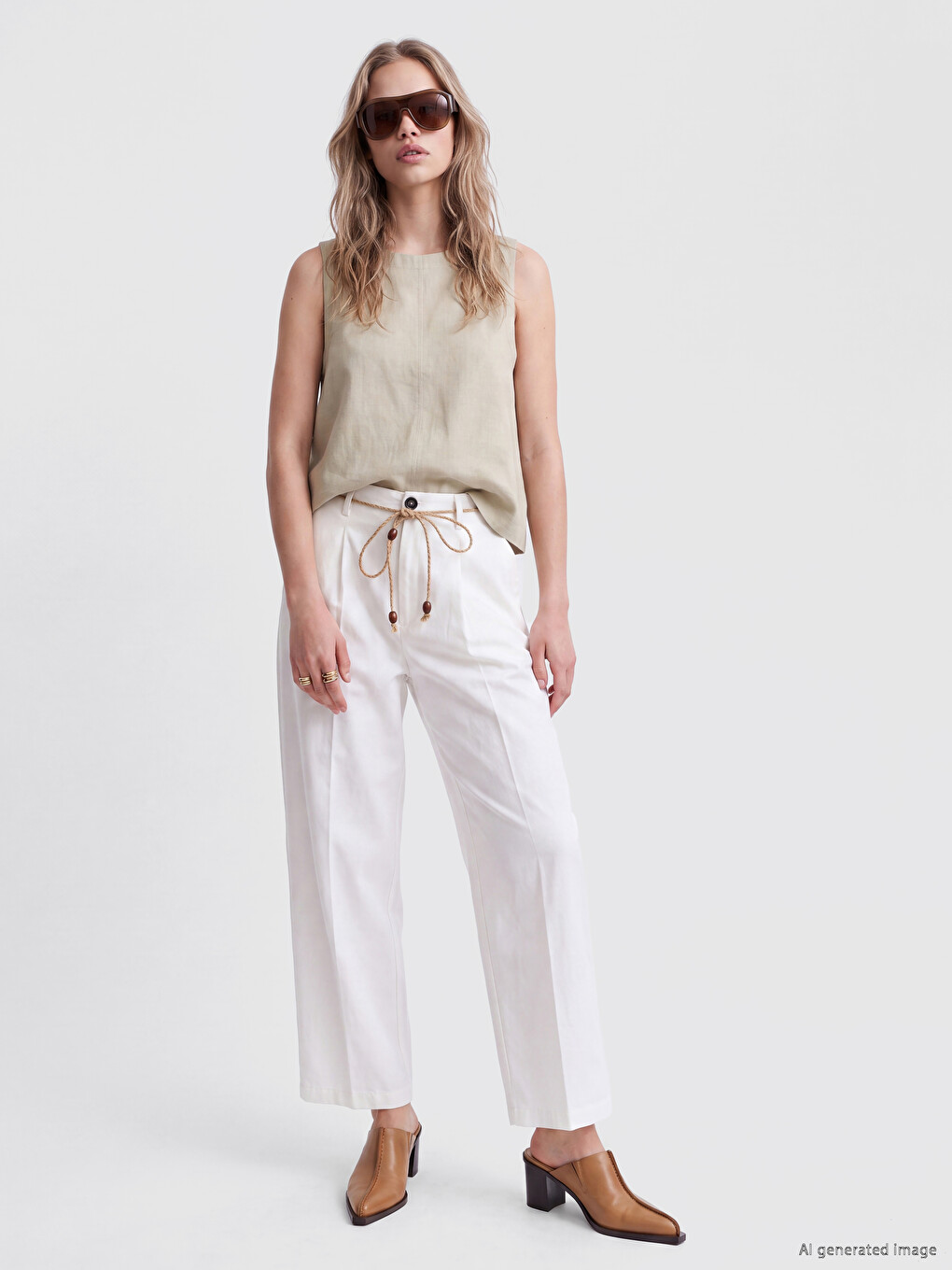 Crew Neck Linen Blend Blouse-2