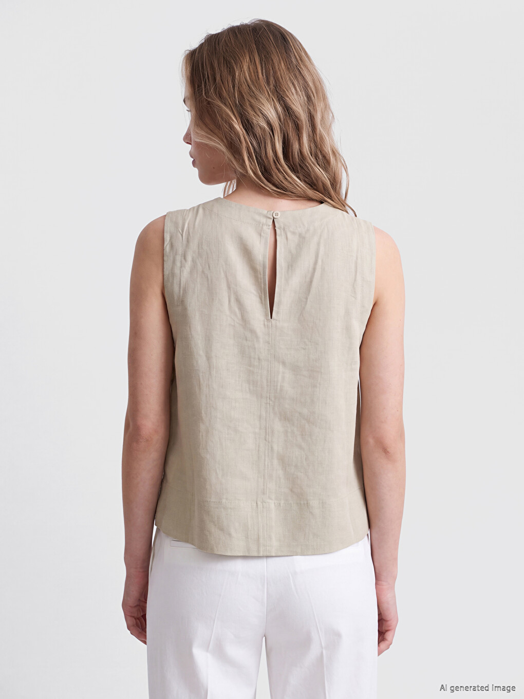 Crew Neck Linen Blend Blouse-3