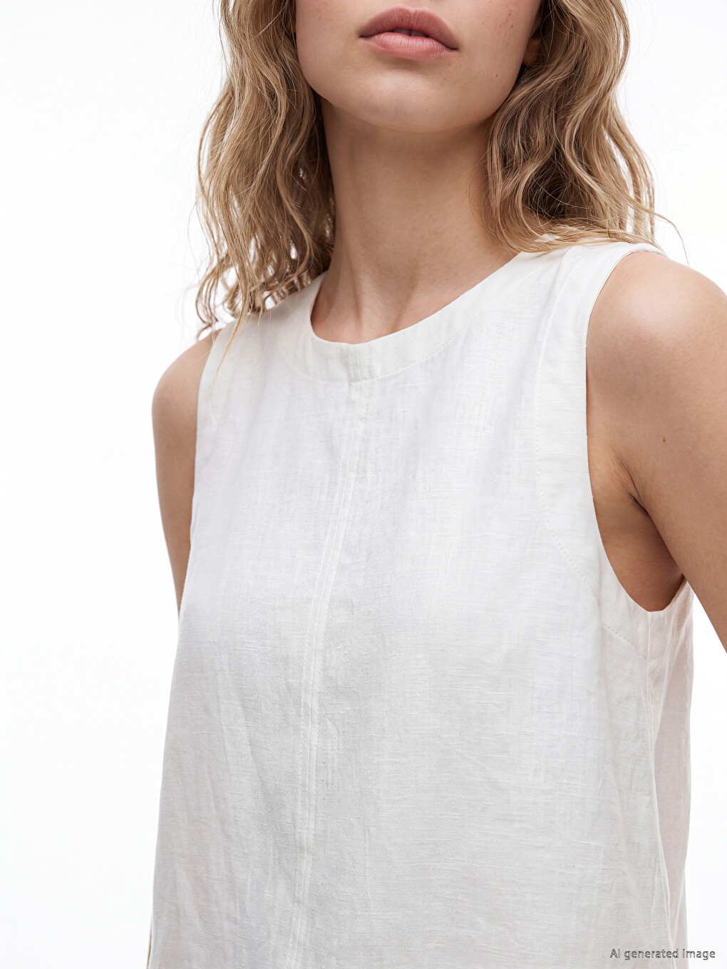 Crew Neck Linen Blend Blouse-2