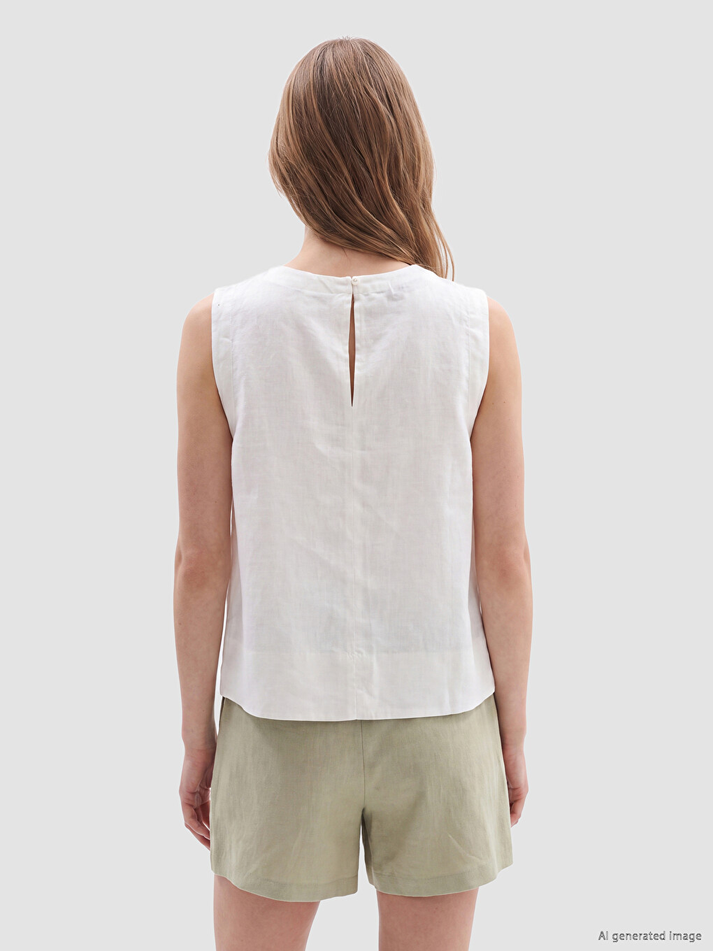 Crew Neck Linen Blend Blouse-3