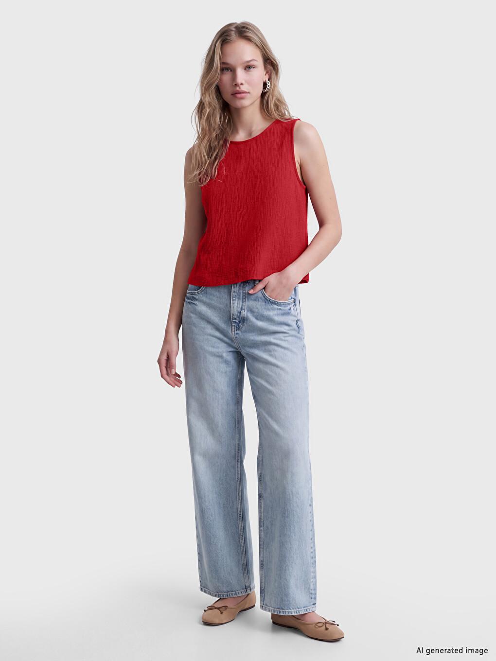 Crew Neck Krinkle Blouse-1