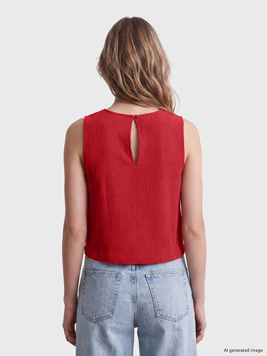 Crew Neck Krinkle Blouse-3