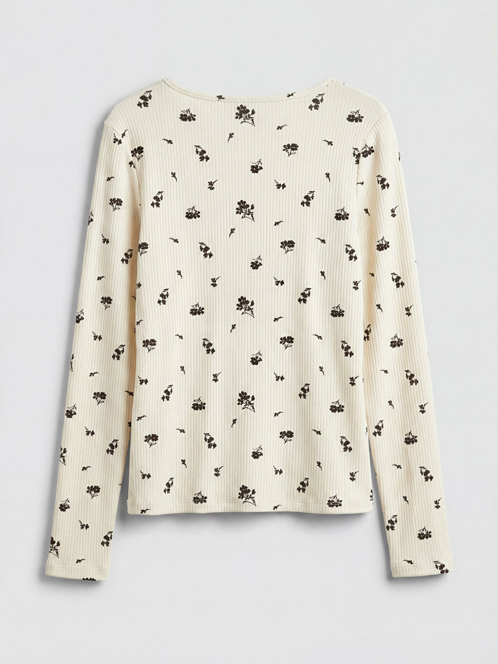 Ekru Bisiklet Yaka Çiçekli Kız Çocuk Fitilli Tişört-2