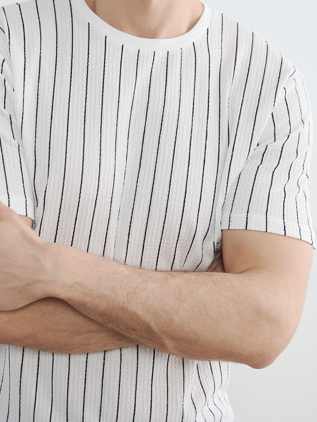 Crew Neck Striped Men's T-Shirt-2