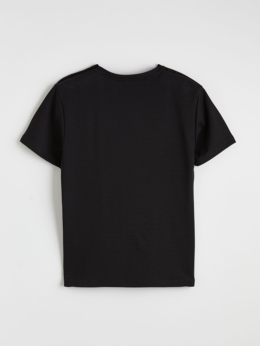 Siyah Kolay Giyilebilir Bisiklet Yaka Erkek Tişört-2