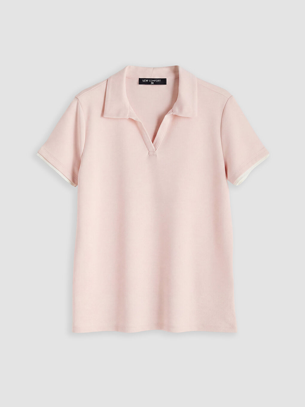Pembe Polo Yaka Kadın Tişört