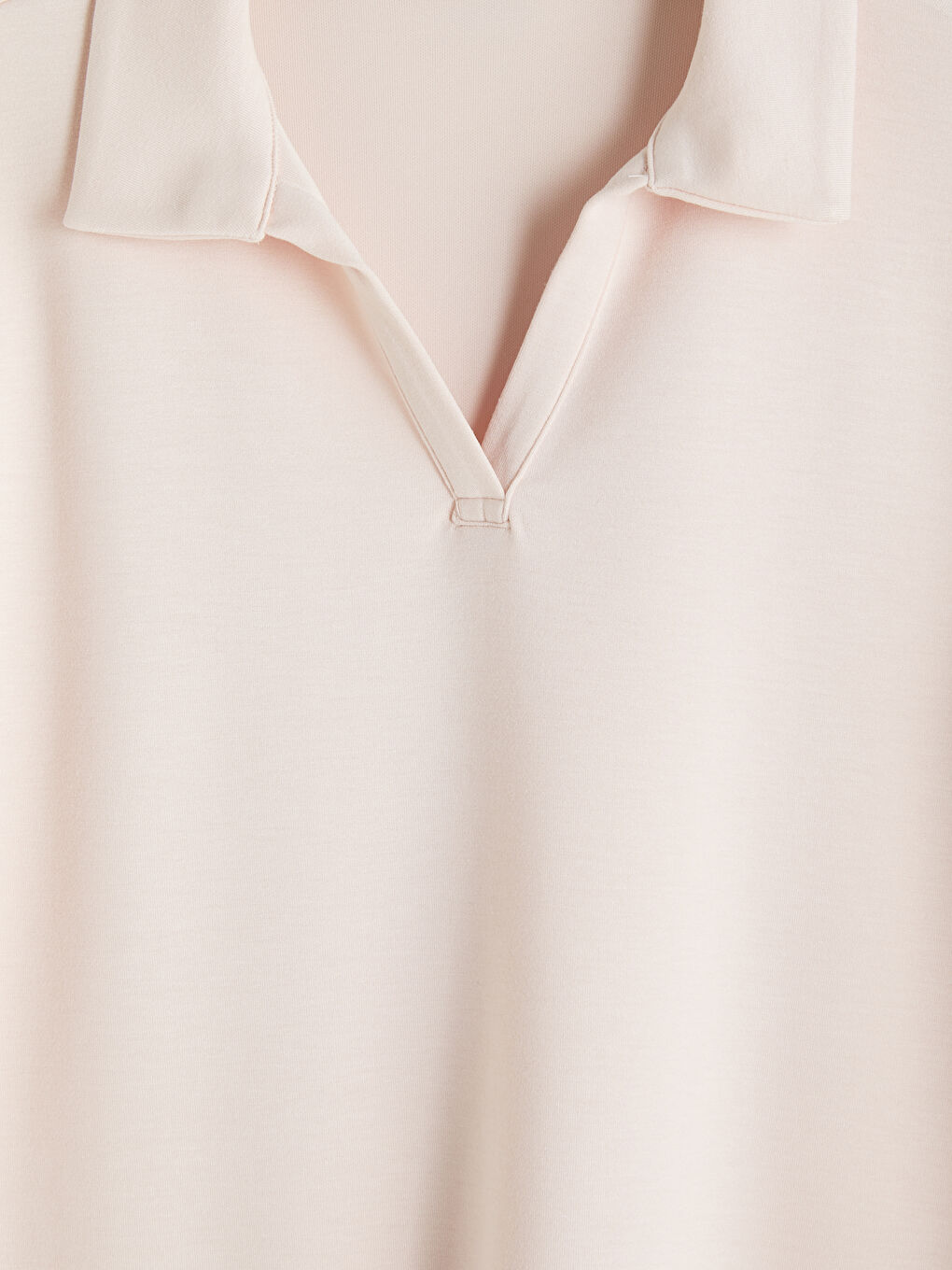 Pembe Polo Yaka Kadın Tişört-2