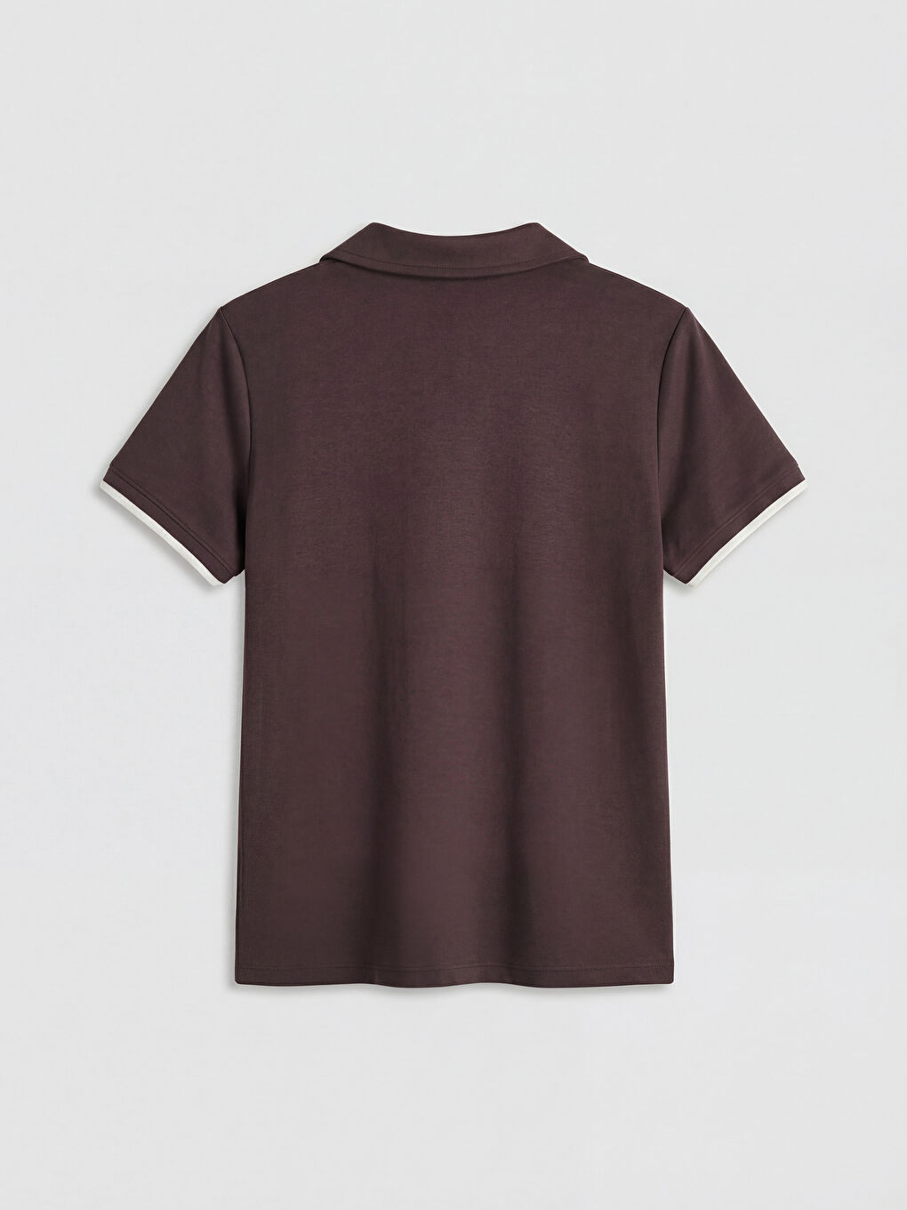 Kahverengi Polo Yaka Kadın Tişört-5