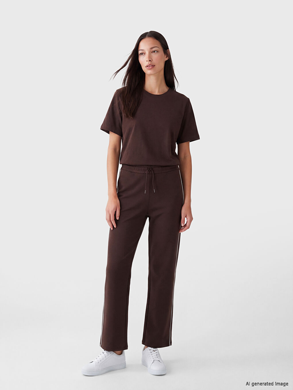 Elasticated Waist Wide Leg Women's Sweatpants-1