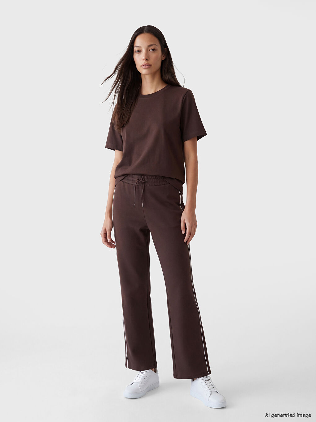 Elasticated Waist Wide Leg Women's Sweatpants-4