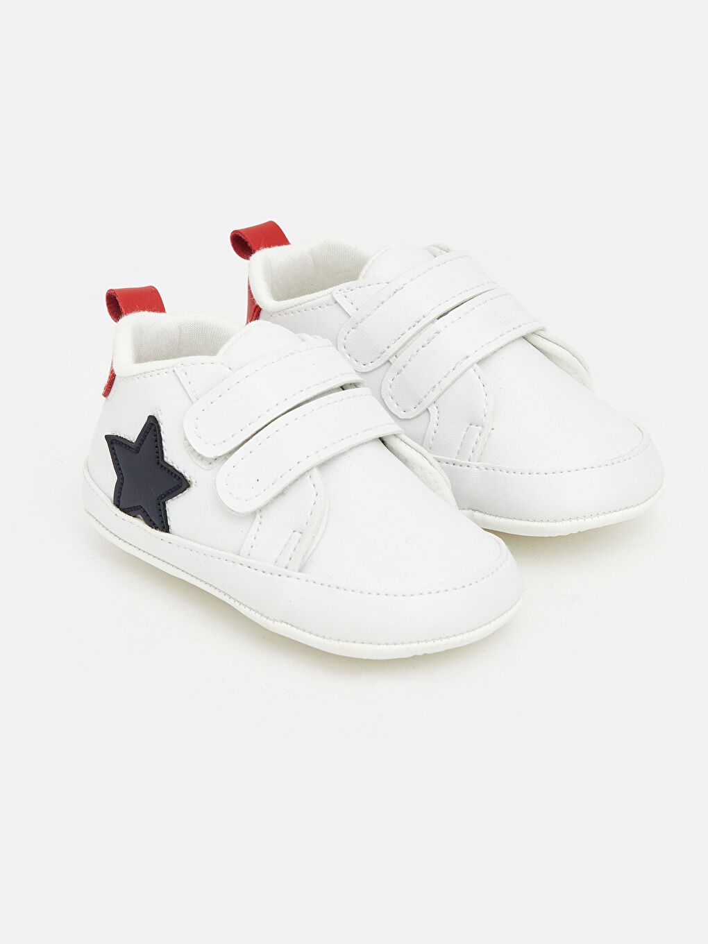 Beyaz Cırt Cırtlı Erkek Bebek Yürüme Öncesi Ayakkabı