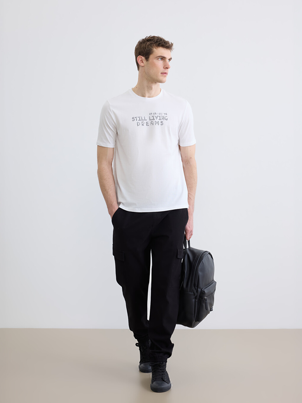 Man Black Cargo Trousers