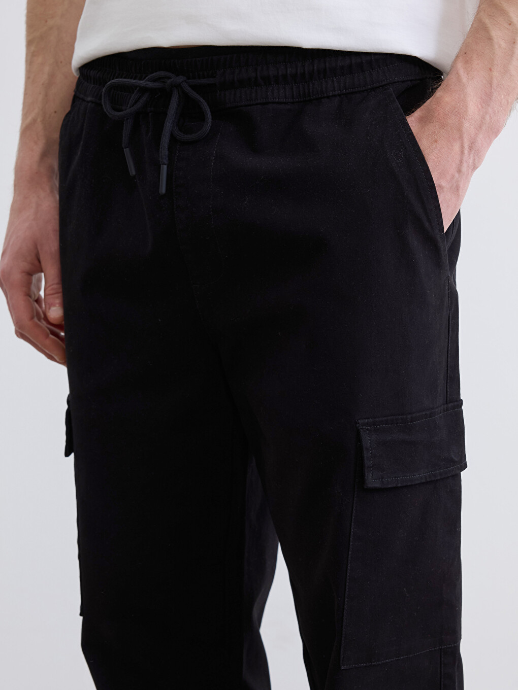Man Black Cargo Trousers-2