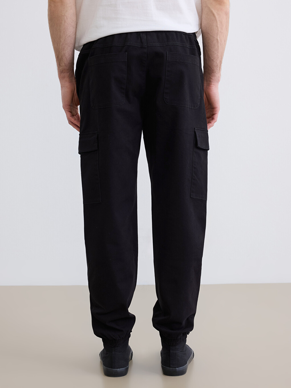 Man Black Cargo Trousers-3