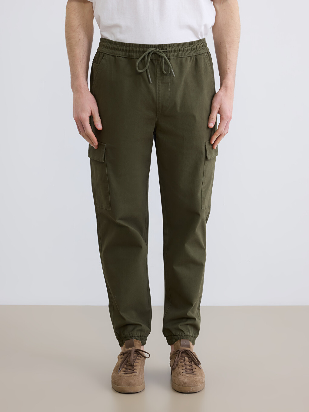 Man Green Cargo Trousers-1