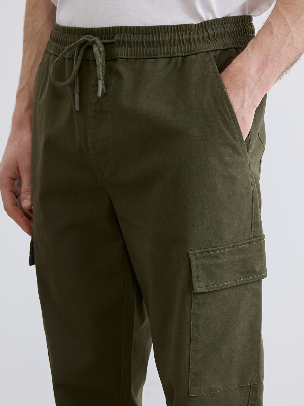 Man Green Cargo Trousers-2