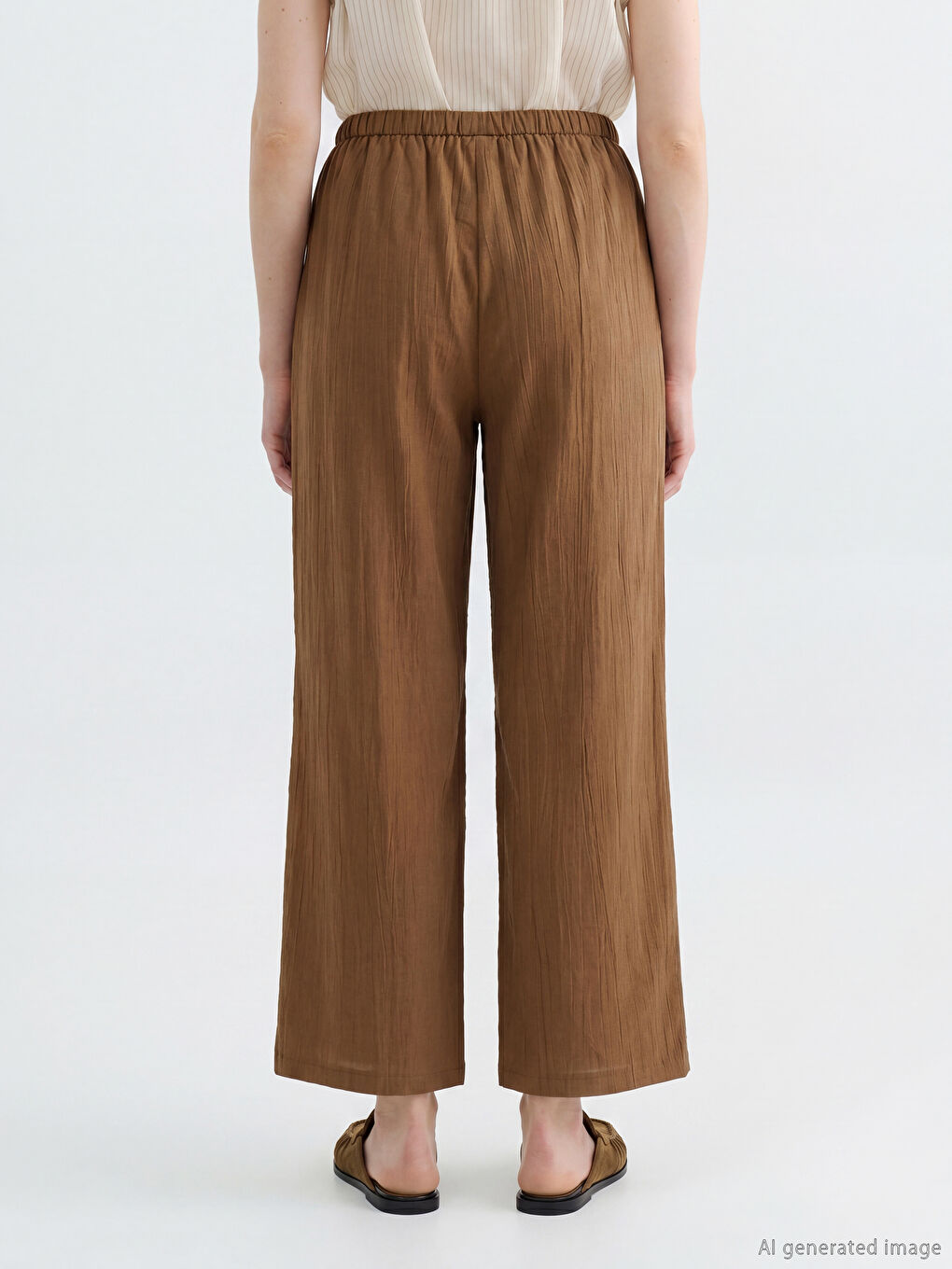 Elastic Waist and Drawstring Loose Fit Women's Trousers-3