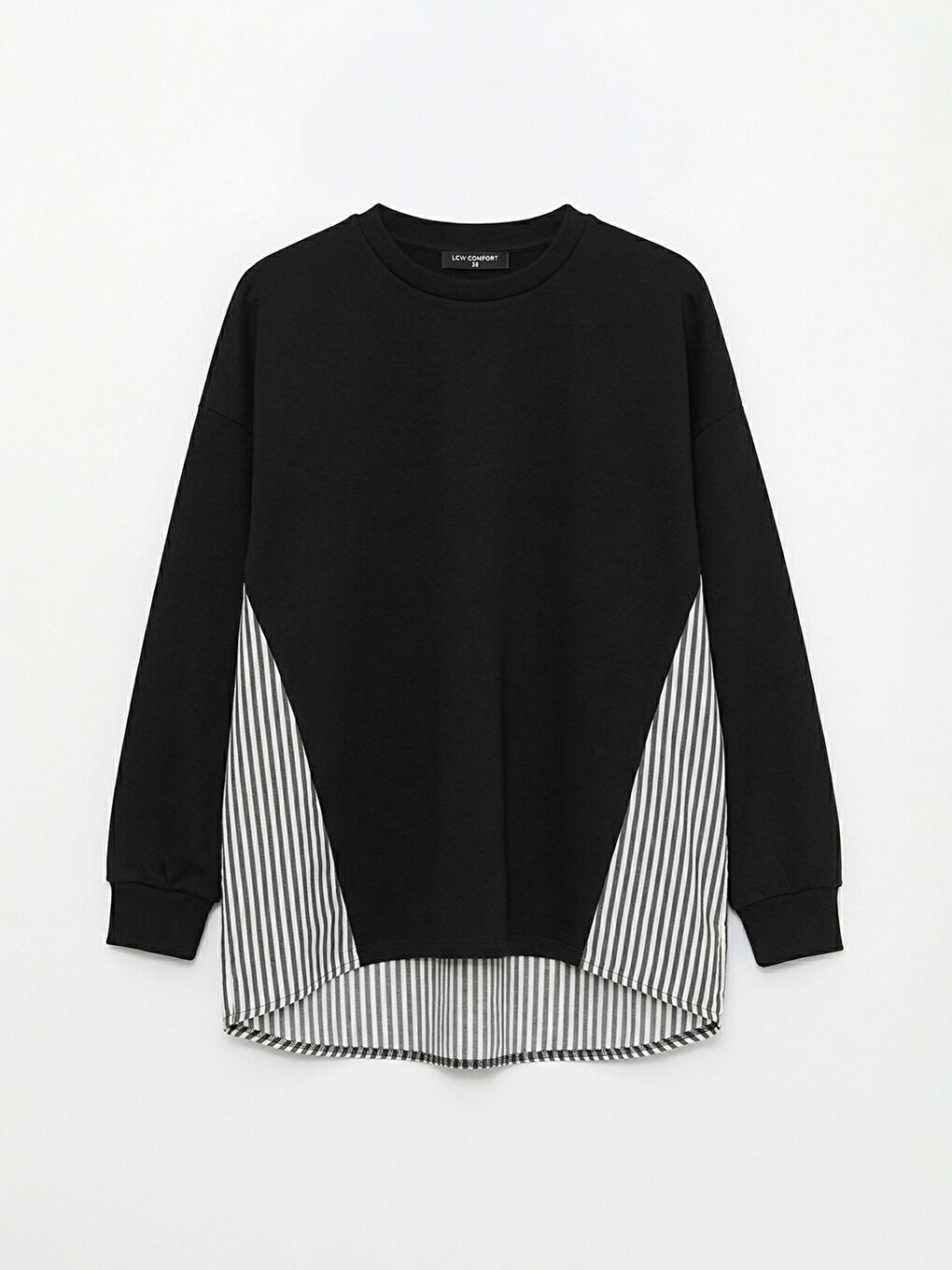 Siyah Çizgili Soft Touch Oversize Kadın Sweatshirt