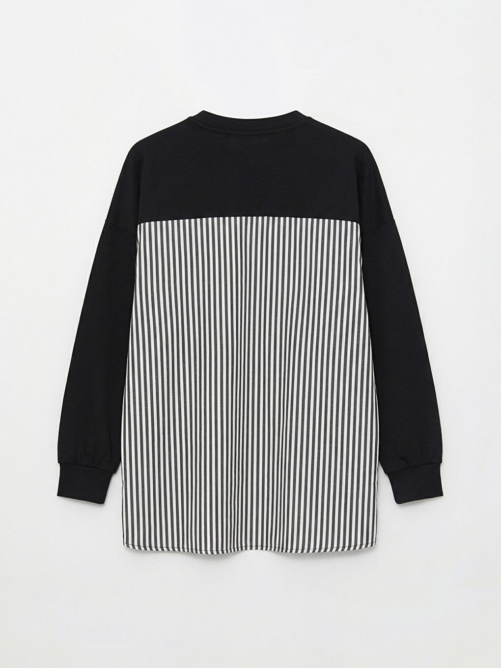 Siyah Çizgili Soft Touch Oversize Kadın Sweatshirt-1