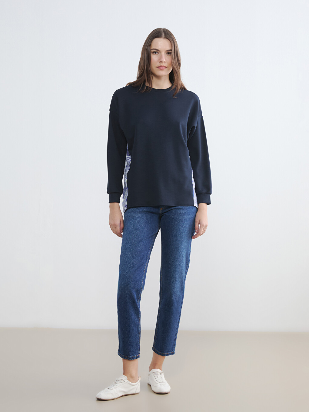 Striped Soft Touch Oversize Women's Sweatshirt-1