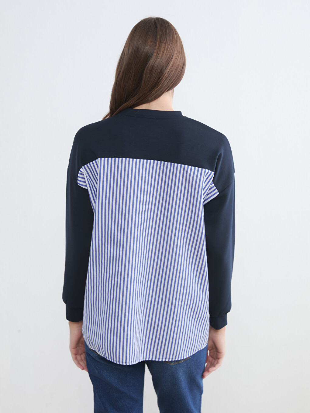 Striped Soft Touch Oversize Women's Sweatshirt-3
