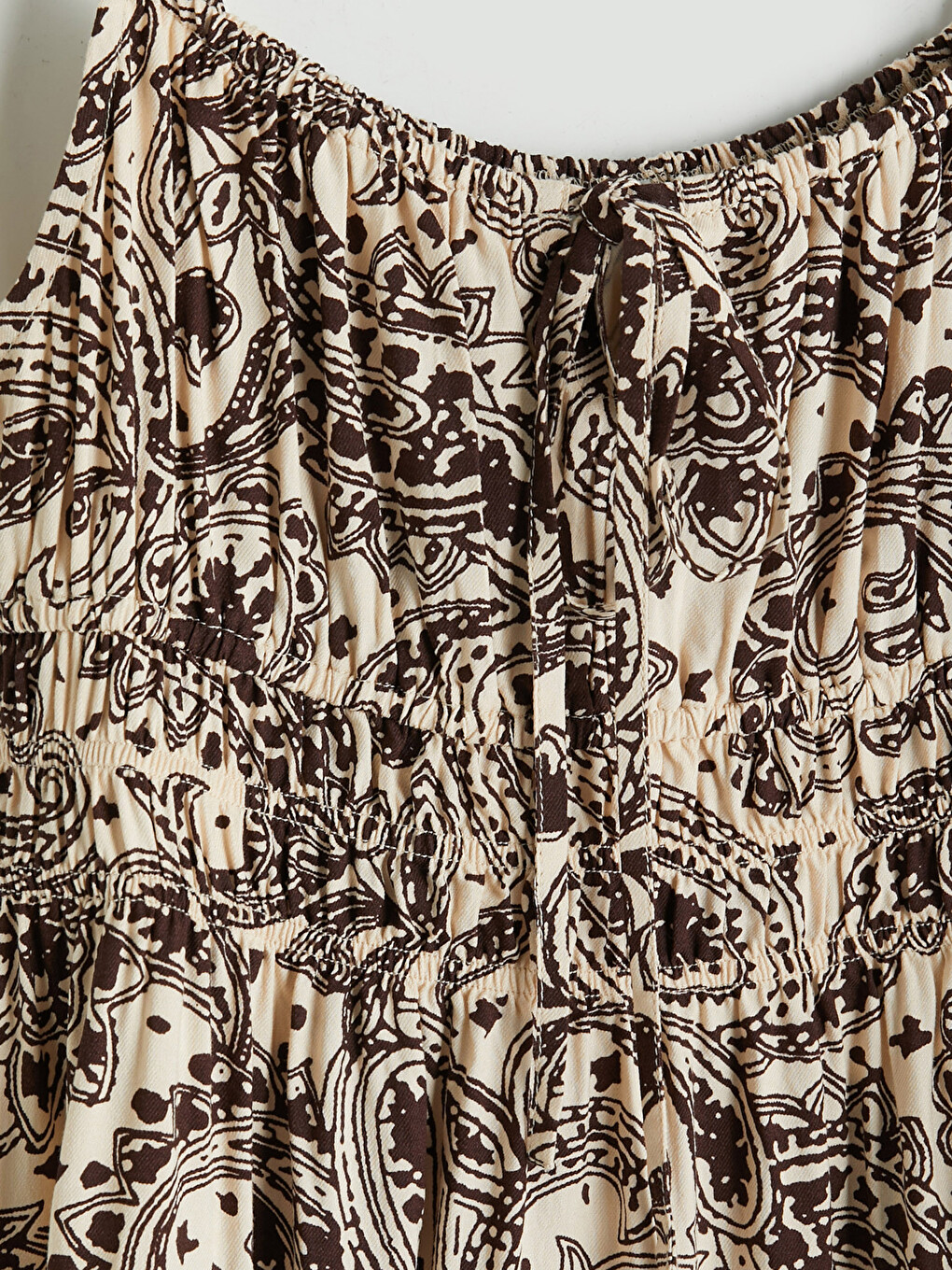 U Neck Patterned Strappy Ruched Dress-6