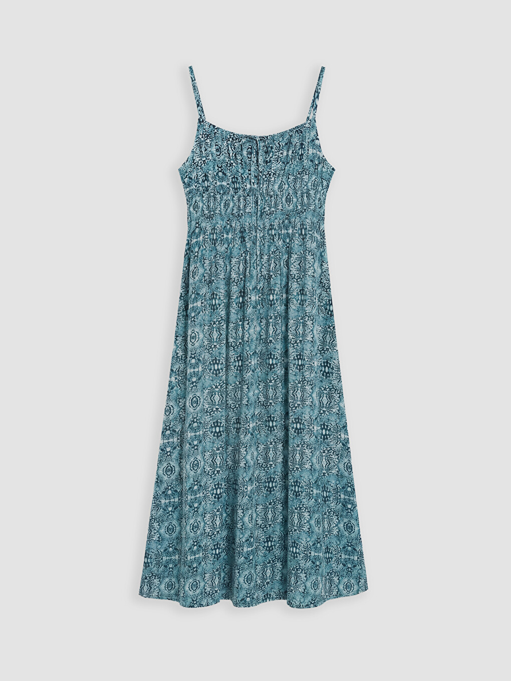 U Neck Patterned Strappy Ruched Dress-4