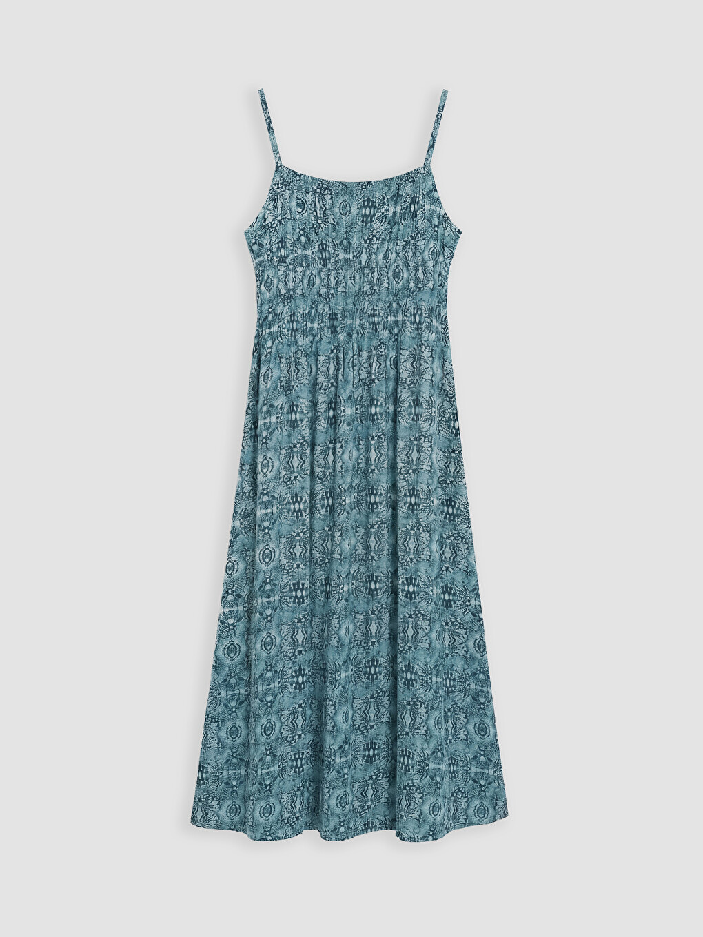 U Neck Patterned Strappy Ruched Dress-5