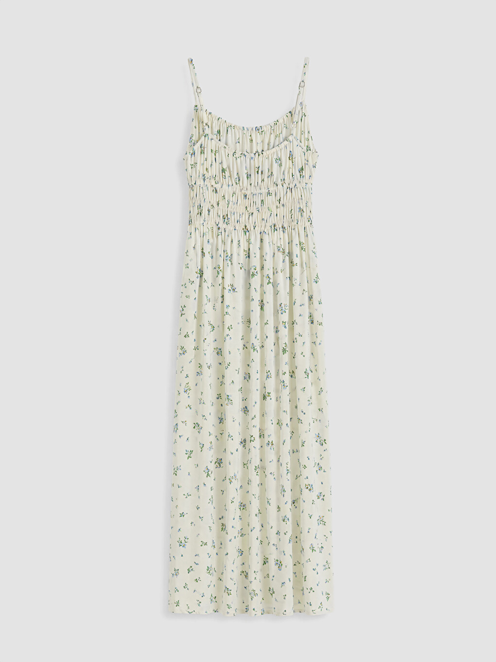 U Neck Floral Strappy Ruched Dress-5
