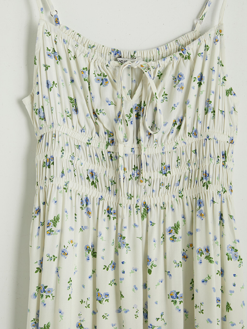 U Neck Floral Strappy Ruched Dress-6