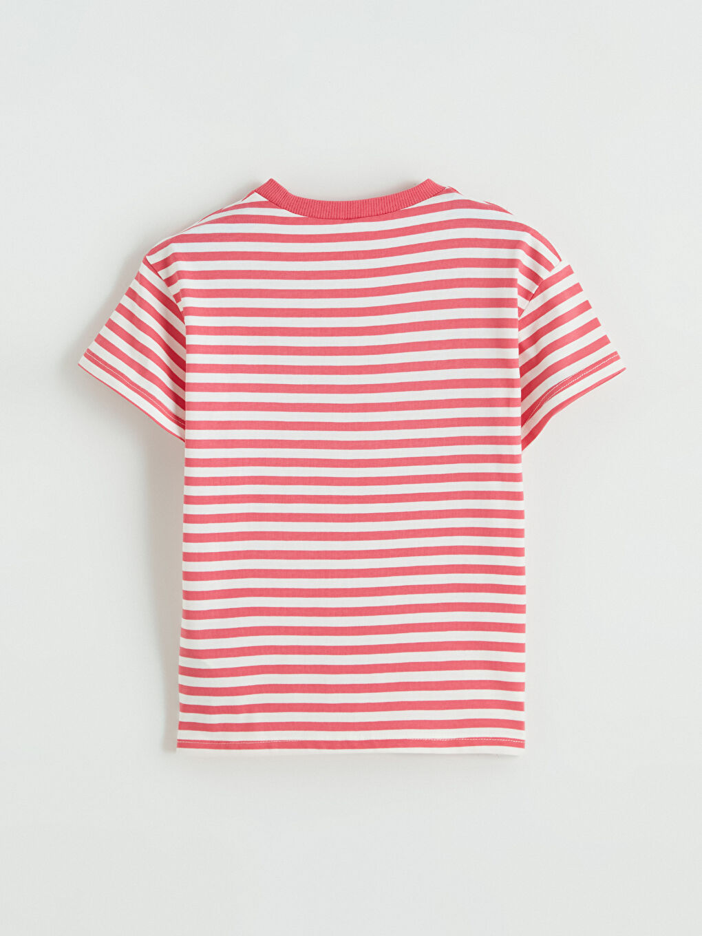 Pembe Bisiklet Yaka Nakışlı Kız Çocuk Tişört-2