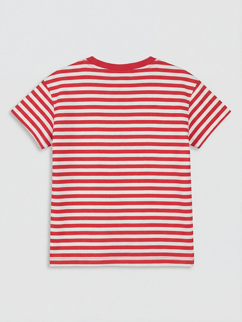 Kırmızı Bisiklet Yaka Çilek Nakışlı Kız Çocuk Tişört-1