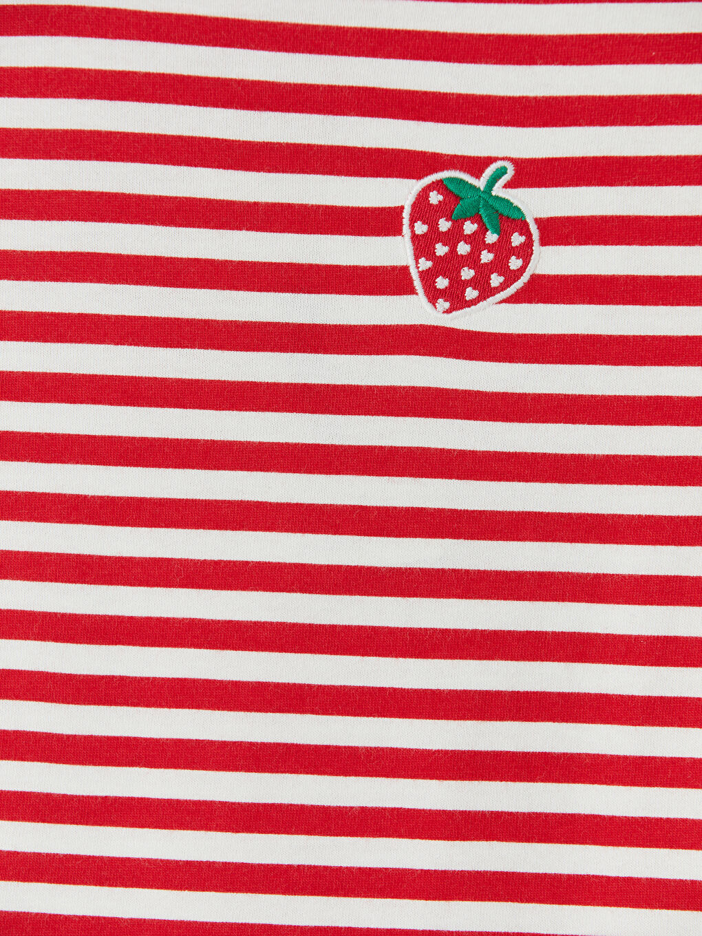 Kırmızı Bisiklet Yaka Çilek Nakışlı Kız Çocuk Tişört-2