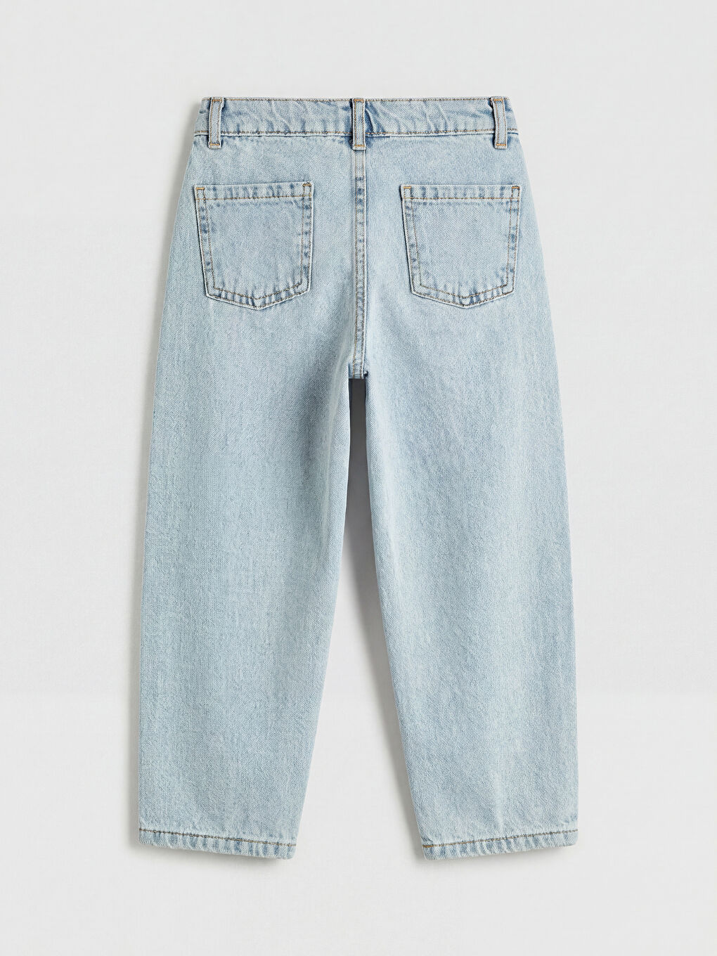 Mavi Balloon Fit Nakışlı Kız Çocuk Jean Pantolon-1