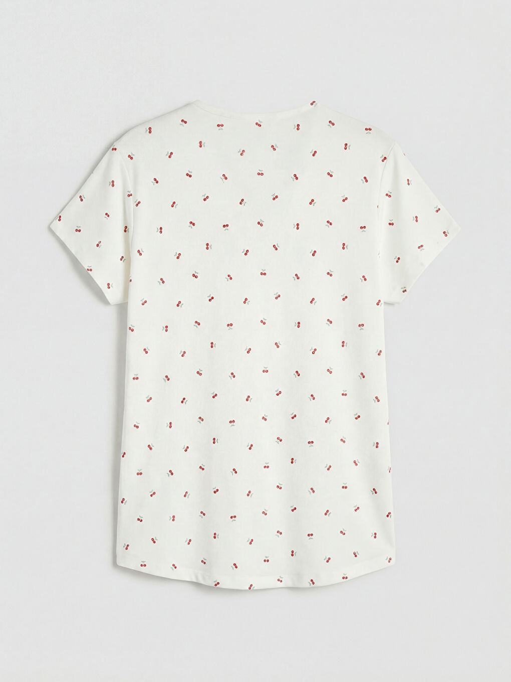 Ekru Kiraz Desenli Kadın Pijama Üst-1
