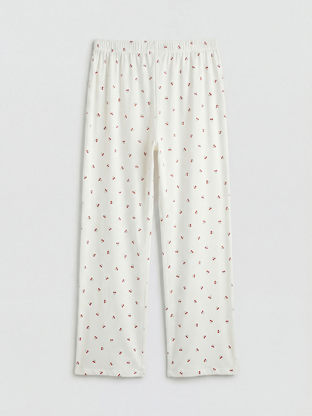 Ekru V Yaka Kiraz Baskılı Hamile Pijama Takımı	-4