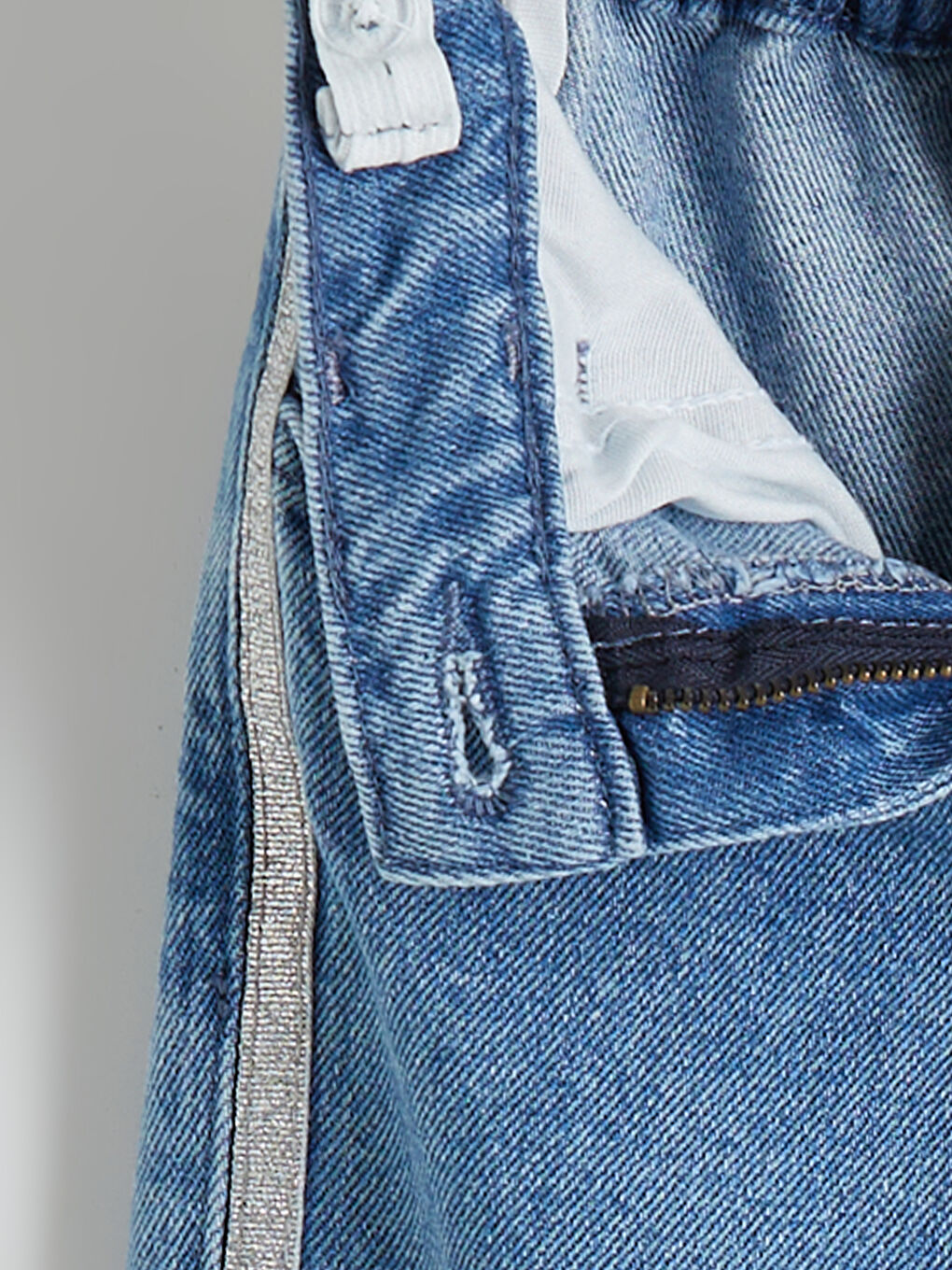 İndigo Regular Fit Yanları Şeritli Kız Çocuk Jean Pantolon-2