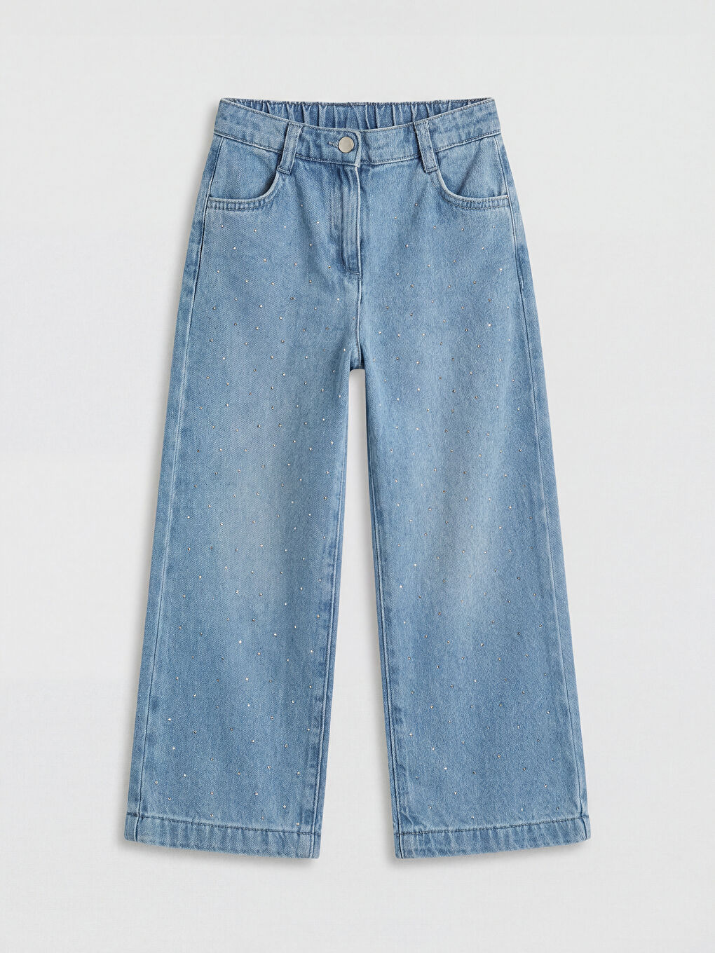 İndigo Regular Fit Taşlı Kız Çocuk Jean Pantolon