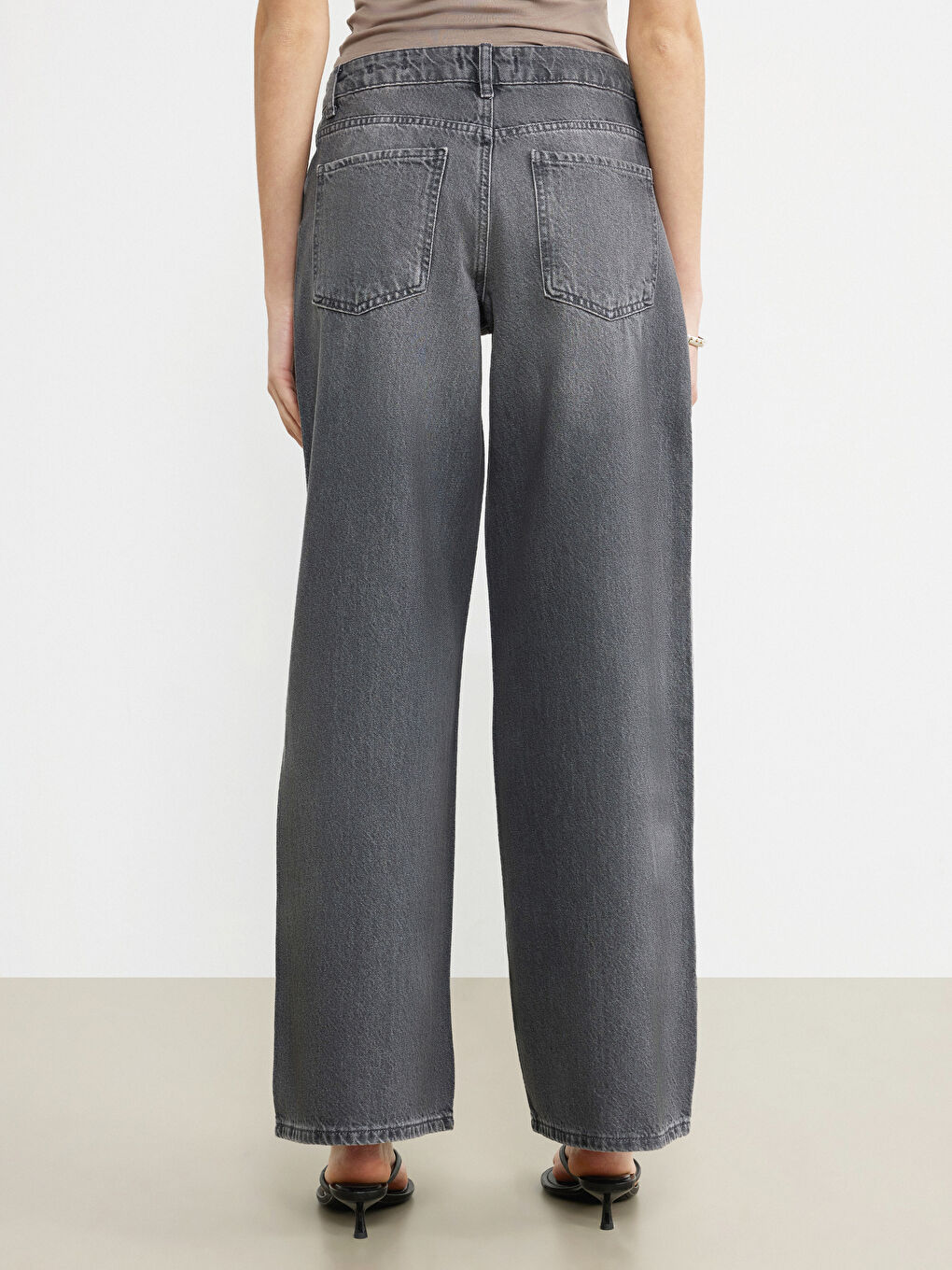 Gri Wideleg Kadın Jean Pantolon-3