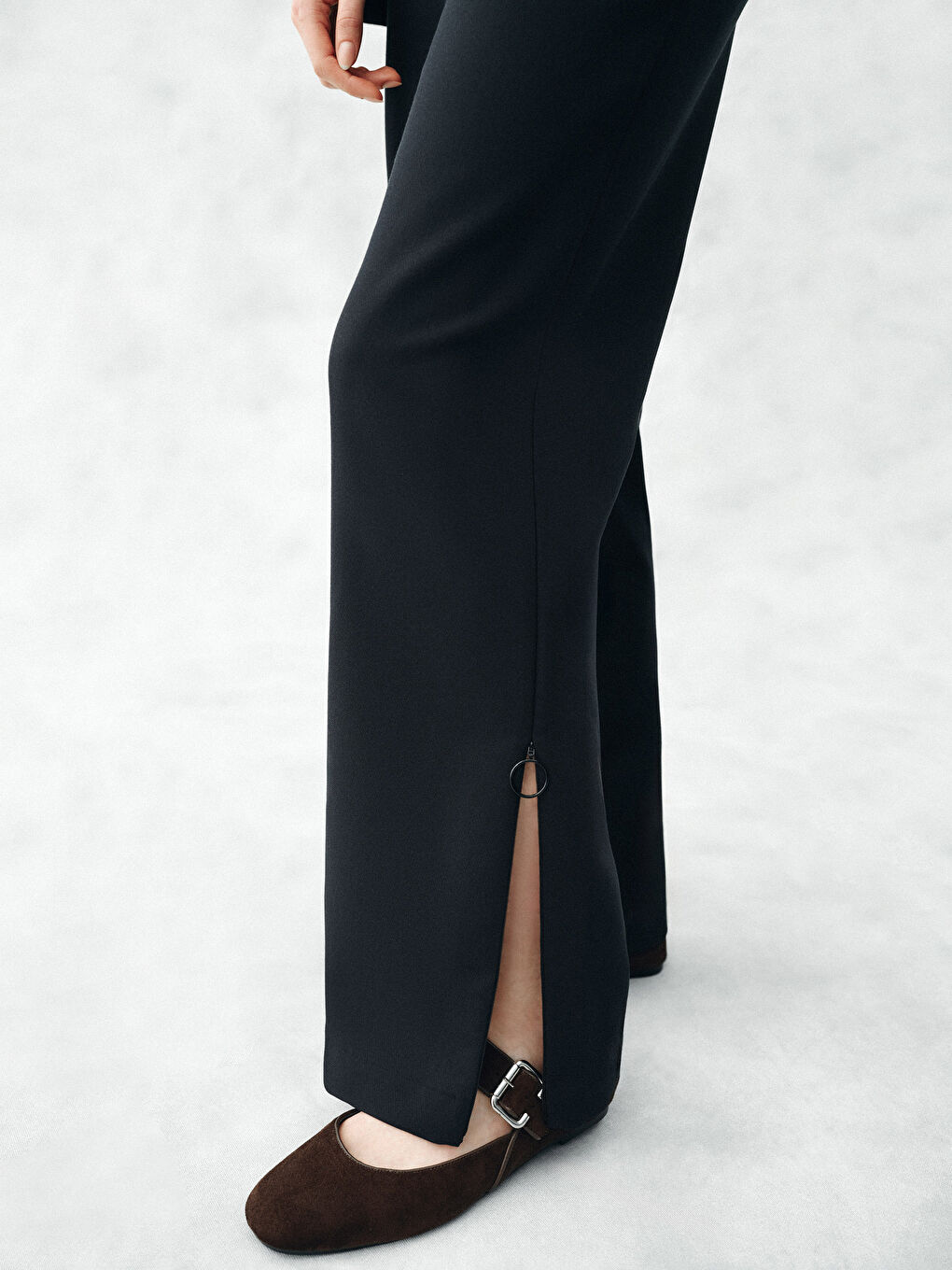 Lacivert Kolay Giyilebilir Fermuarlı Standart Fit Kadın Pantolon-2