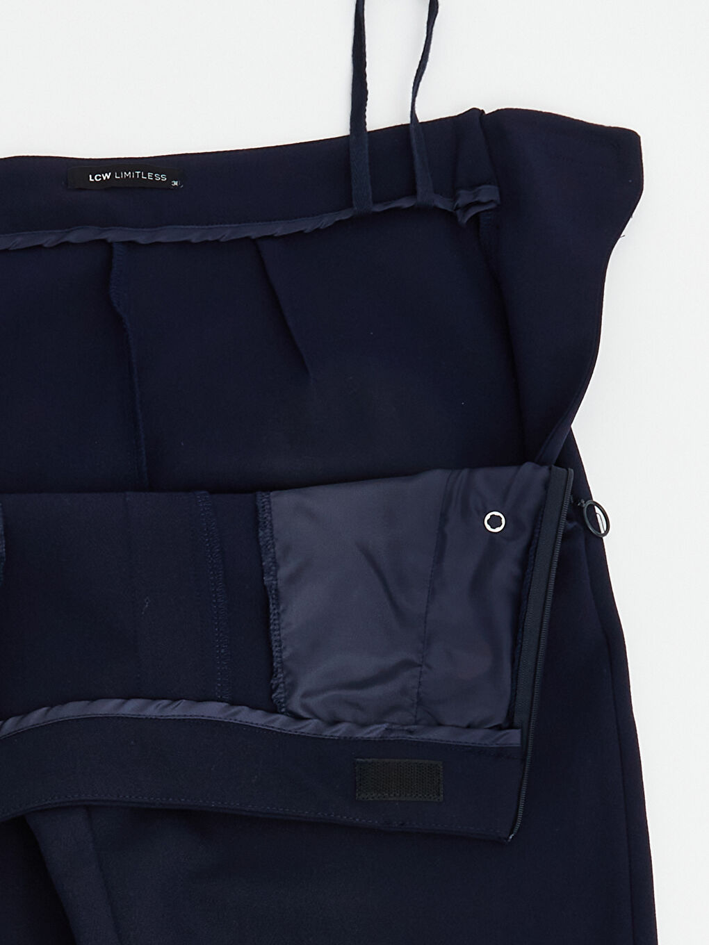 Lacivert Kolay Giyilebilir Belden Patlı ve Paçası Fermuarlı Standart Fit Kadın Pantolon-5