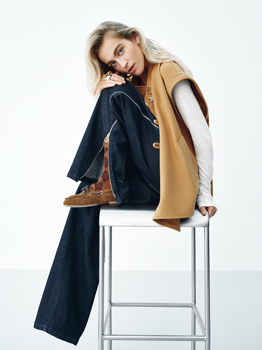 İndigo Kolay Giyilebilir Boydan Fermuarlı Widelge Kadın Jean Pantolon