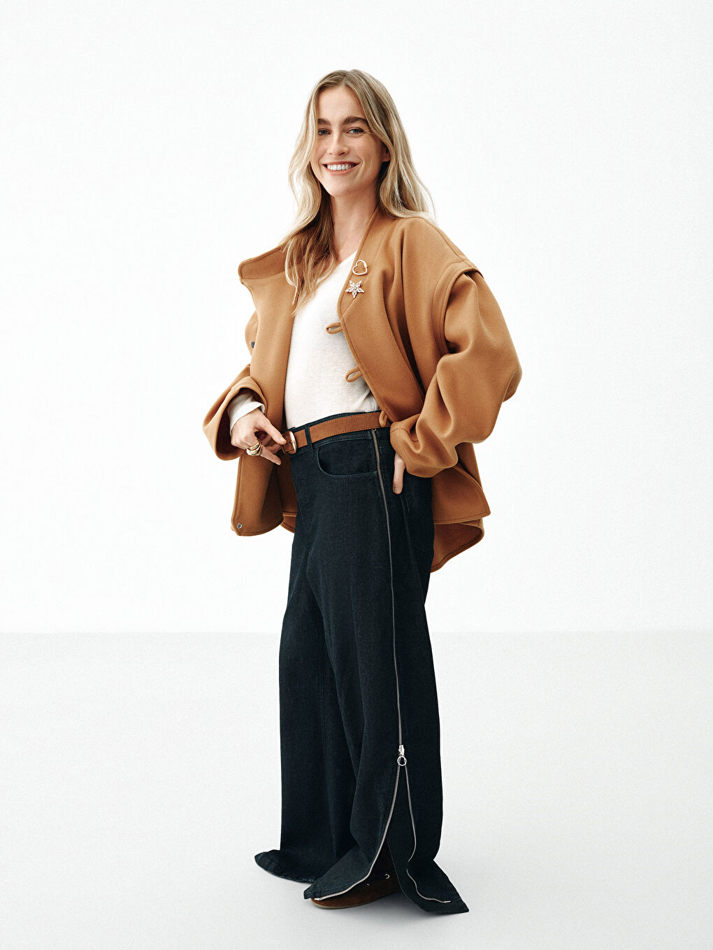 İndigo Kolay Giyilebilir Boydan Fermuarlı Widelge Kadın Jean Pantolon-1