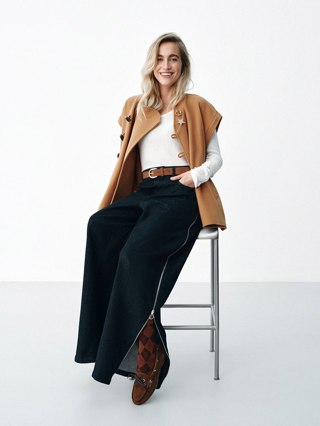 İndigo Kolay Giyilebilir Boydan Fermuarlı Widelge Kadın Jean Pantolon-3