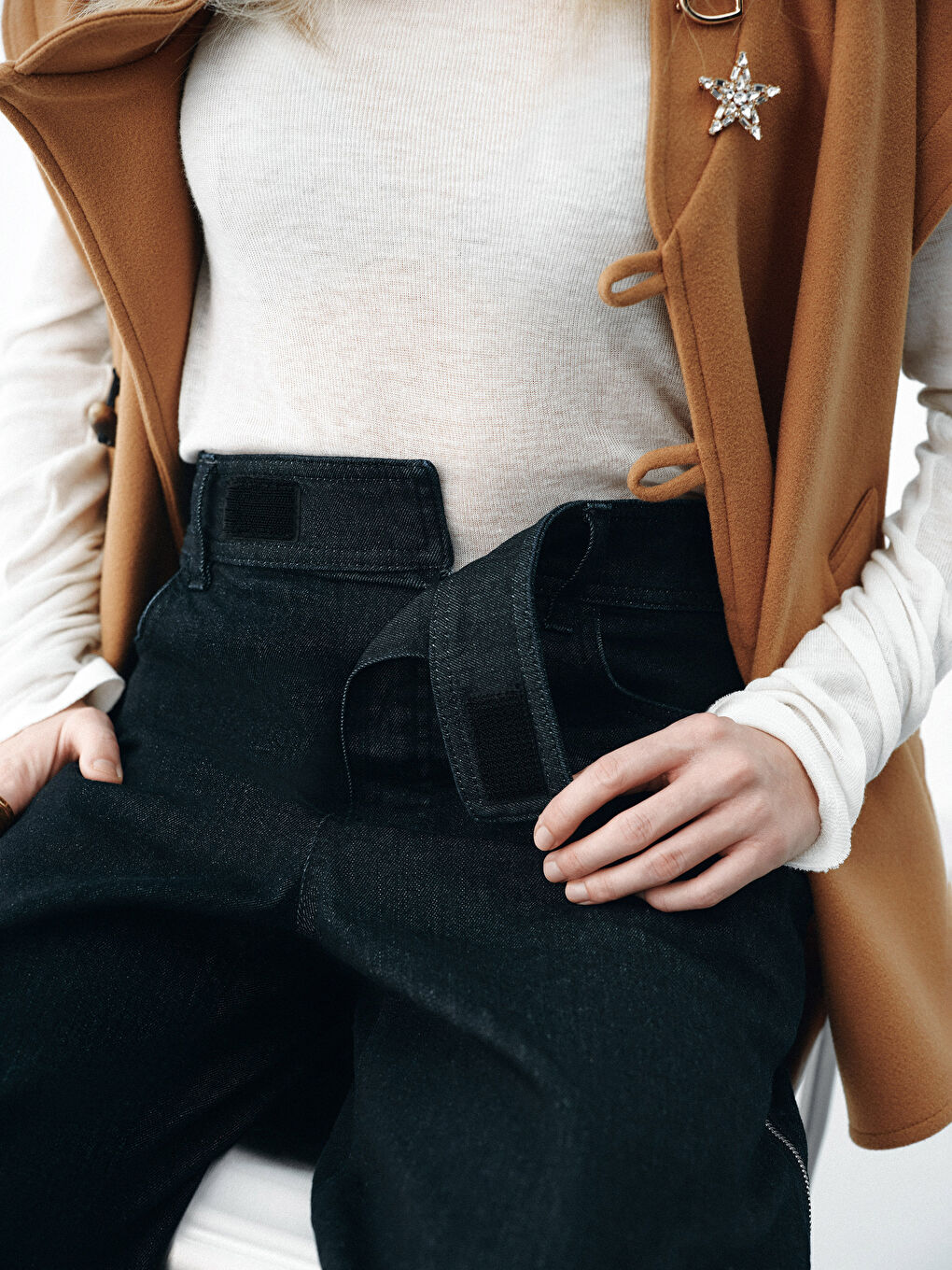 İndigo Kolay Giyilebilir Boydan Fermuarlı Widelge Kadın Jean Pantolon-4