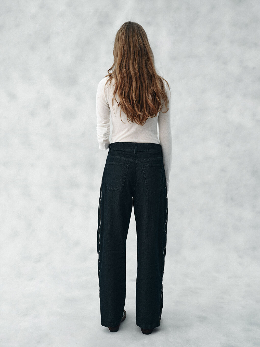 İndigo Kolay Giyilebilir Boydan Fermuarlı Widelge Kadın Jean Pantolon-5