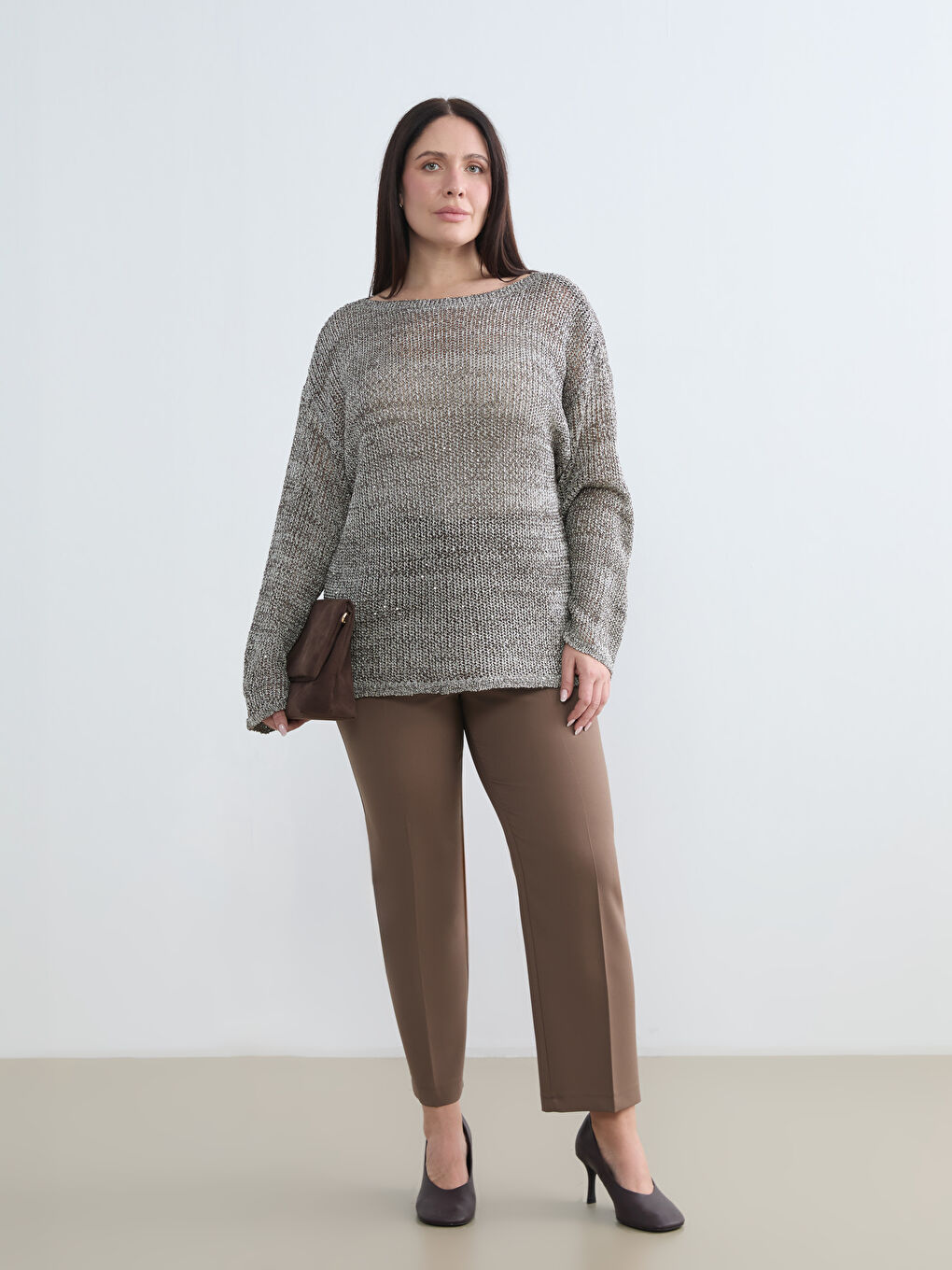 Sarı Bisiklet Yaka Ajurlu Kadın Triko Kazak	-5