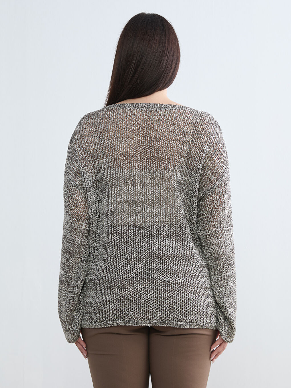 Sarı Bisiklet Yaka Ajurlu Kadın Triko Kazak	-7