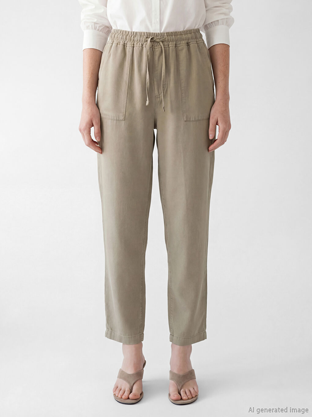 Haki Beli Lastikli Carrot Fit Kadın Jean Pantolon	-1