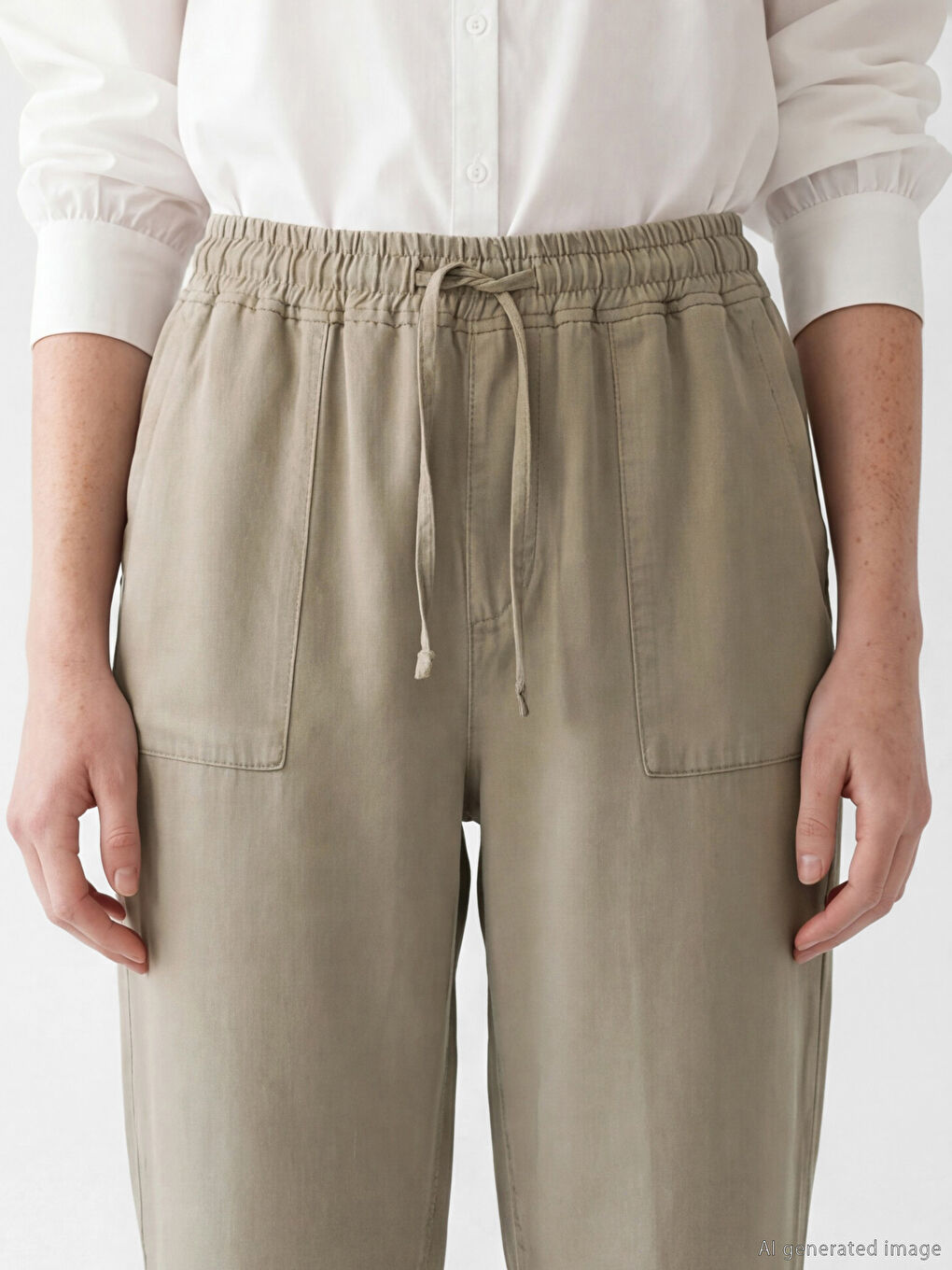 Haki Beli Lastikli Carrot Fit Kadın Jean Pantolon	-2